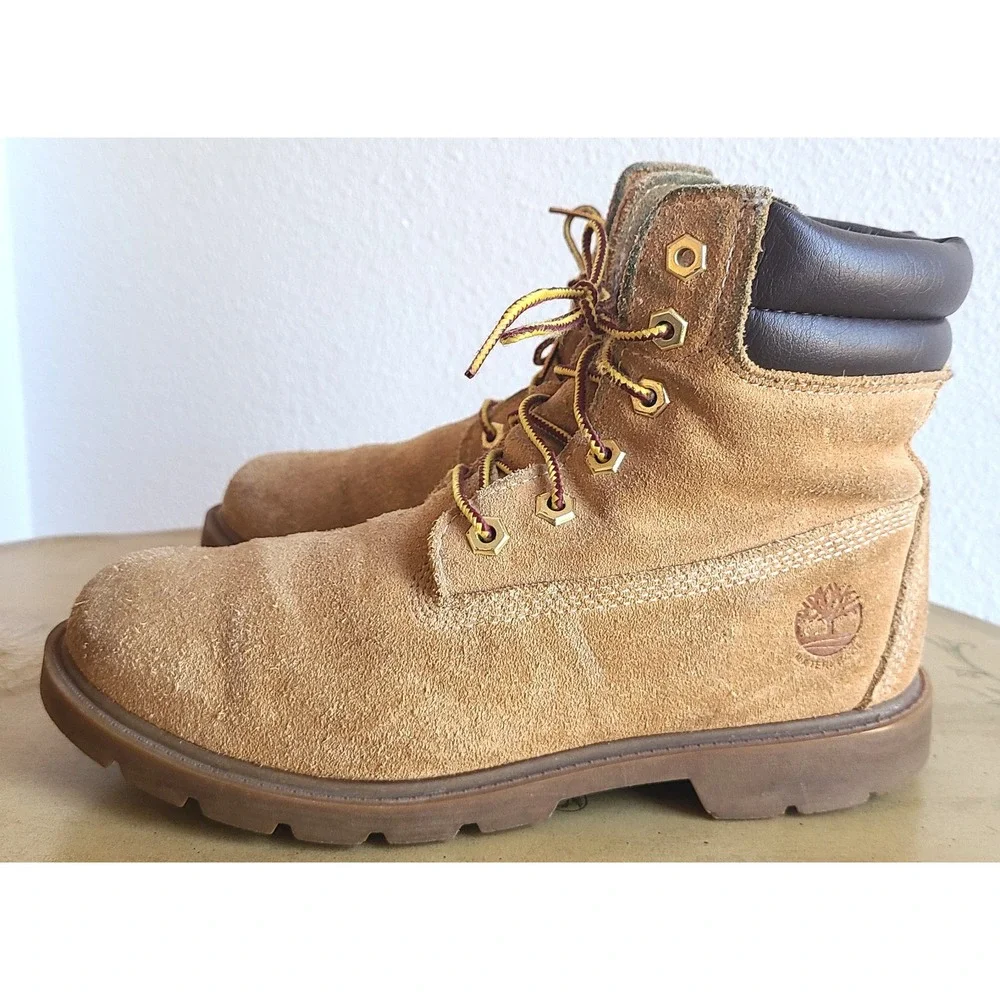Timberland US‎ 7.5 Wheat Suede Nubuck High Top Ankle Boots Lace Up Work Leather